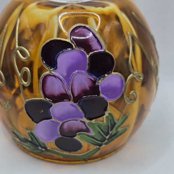 Hand Painted Yellow Orange Gold Vase GRAPES Raised 3.5 In Votive CandleHolder - Picture 10 of 16